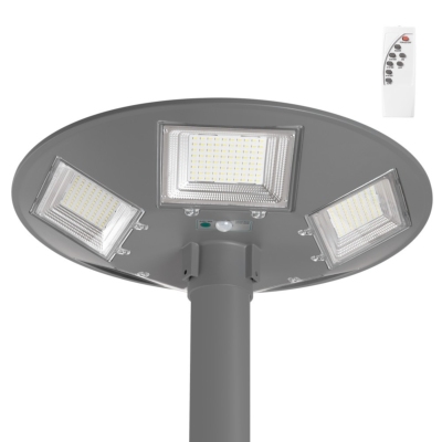Luminaire LED Solaire Rond 150W 15000 lm IP67 avec Détecteur de Présence Gris
