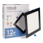 Dalle LED Carré Noire 12w CCT Coupe 155x155mm